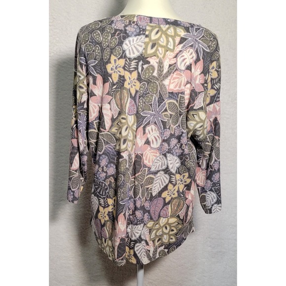 CJ Banks Tunic Top Shirt Womens Size X (14W) 3/4 Sleeve Floral NWT New 0417 - Picture 2 of 6